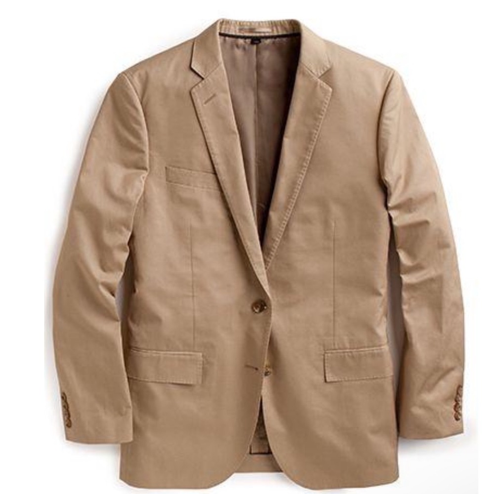 J.Crew Ludlow Chino Blazer 44R Mens Khaki Tan Japanese Cotton Sport Coat